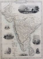 Southern India Hindostan 1851 Tallis